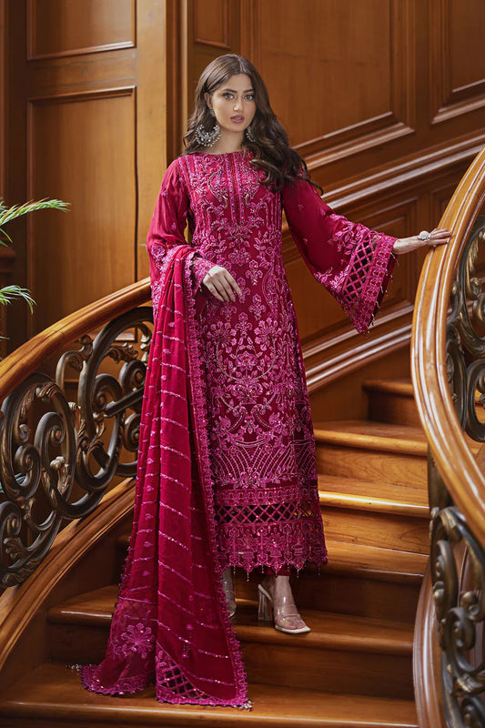 Pure Chiffon Pink Embroidered Dress : WWS001