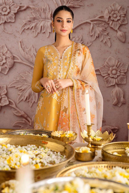 Pure Lawn Mustard Embroidered Dress - LCS051